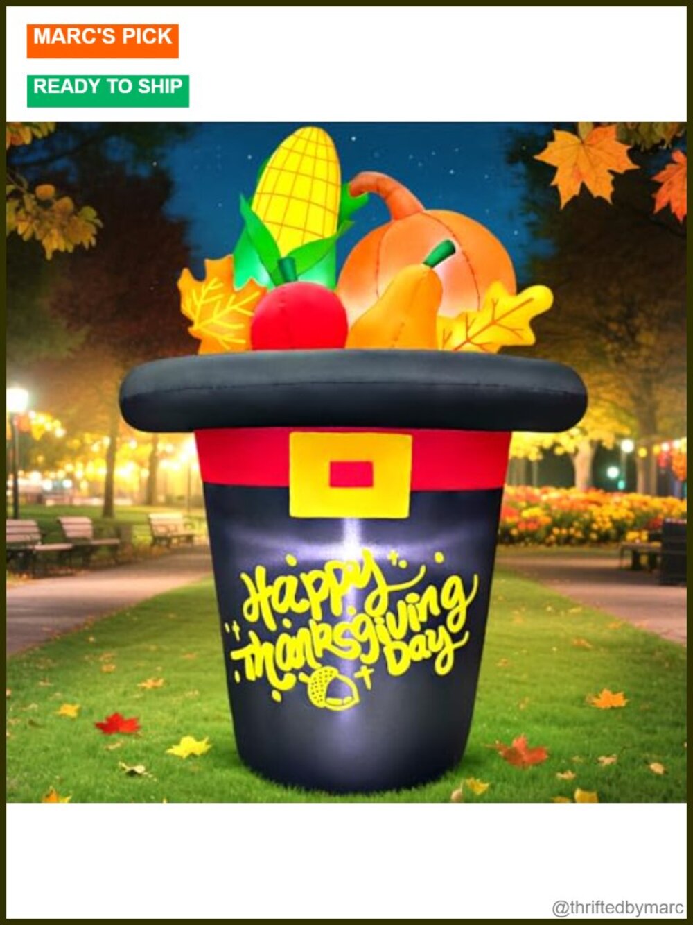 5FT Thanksgiving Inflatable Outdoor Decoration Built-in LED Lights Yard Decor